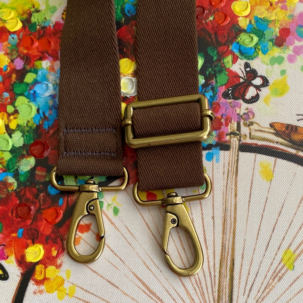 Fossil Brown Canvas Strap with Antique Brass Hardware.